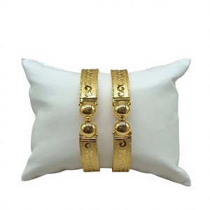 22K Solid Gold <b>Bangle</b> <b>Set</b> for Women Traditional Indian Gold Kada Pair Elegant Handcrafted Yellow Gold Bracelets - Product Image 1