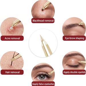 Pro Gold Slanted & <b>Pointed</b> Eyebrow tweezers ZETOMED PRO Light Weight Smooth Work High Quality Hair <b>Removal</b> Beauty <b>Tool</b> OEM - Product Image 3