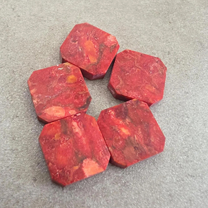 Coral rouge naturel de qualité AAA+, cabochon carré à dos plat, pierre précieuse calibrée certifiée par un tiers pour la fabrication de bijoux - Product Image 3