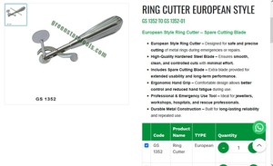European Style <b>Ring</b> <b>Cutter</b> With Spare Blade Stainless Steel Emergency Jewelry Cutting Tool |Item No GS-1352 - Product Image 3