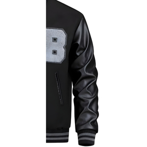 Blouson universitaire d'hiver pour homme en laine Melton avec manches en nylon/coton, col montant, personnalisable, style Letterman, écologique, respirant et coupe-vent - Product Image 4
