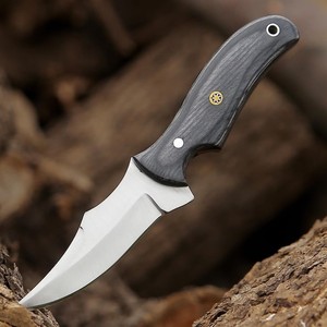มีดล่าสัตว์ มีดตั้งแคมป์ มีดพกพา EDC ใบมีดแบบ Fixed Blade ด้ามจับแบบ Full Tang สำหรับกิจกรรมกลางแจ้ง มีดแล่เนื้อ ด้ามไม้ Pakka สีดำ ปลอกหนังแบบ Rustic ผลิตจากโรงงานโดยตรง รับผลิตแบบ OEM - Product Image 2