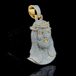 Colgante Personalizado con Diamante Cultivado en Laboratorio VVS, Diseño Jesus Piece, Plata de Ley 925, Chapado en Oro, Estilo Rapper, Joyería Fina, Certificado IGI - Product Image 3