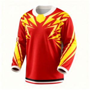 Jersey de Hockey sobre Hielo de Manga Larga para Hombre, Diseño Color Block Azul Marino y Rojo, Tejido Transpirable de Poliéster, Cuello Redondo, Corte Regular - Product Image 6