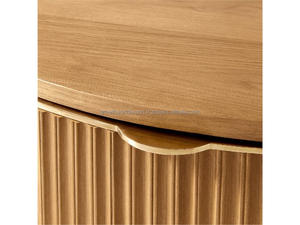 Modern Round Wooden Coffee Table with Hidden Storage Sliding Door Wooden Coffee Table Minimalist Round Storage Coffee Table 2026 - Product Image 3