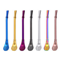 Ensemble de 2 bombillas à maté modernes et écologiques en acier inoxydable coloré, réutilisables et de haute qualité, avec filtre-cuillère