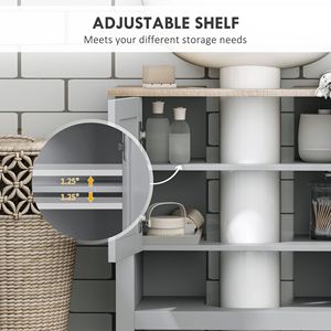 Mobile Bagno Sottolavabo Grigio Regolabile Prefabbricato con Design a Piedistallo e Ripiano per Spazi Ristretti - Product Image 5