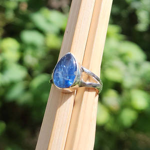 Anillos de Plata de Ley 925 hechos a mano, banda dividida de cristal de cianita azul real Original, joyería de pera, piedras preciosas, suministro de joyería al por mayor - Product Image 3