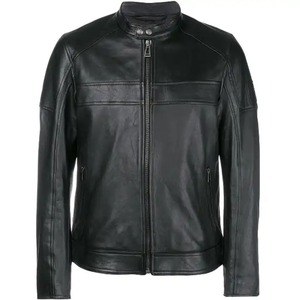 Men's Genuine Leather <b>Jackets</b> Zipper Fashion Out Wear Stand Collar Men's Leather <b>Jackets</b> - Product Image 2