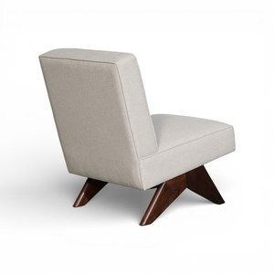 Sillón de Salón de Lujo Estilo Nórdico sin Brazos, Silla de Estilo Moderno de Mediados de Siglo con Patas en Forma de V de Madera Maciza para Sala de Estar - Product Image 3