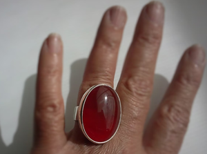 Large Oval Carnelian <b>Ring</b> <b>Statement</b> Handmade Gemstone <b>Ring</b> Boho Orange Stone Unisex <b>Ring</b> - Product Image 3