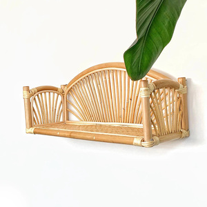 Combo rattan bar <b>shelves</b> bohemian storage rack display wall <b>shelf</b> competitive price natural furniture - Product Image 3