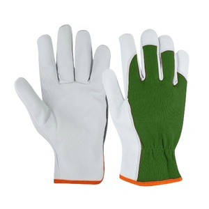 Split Cowhide Leather Work <b>Gloves</b> <b>Red</b> White Unisex Outdoor All Seasons Protection - Product Image 3