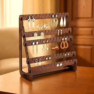 <b>Wooden</b> Earring Display Organizer With Multi Use Organization Ideal For Jewelry Rings Keys And Small Accessories Tabletop Decor - Product Image 2