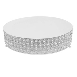 Plateau à gâteau rond en acier inoxydable avec bord perlé et pieds décoratifs pour une présentation élégante des gâteaux - Product Image 5