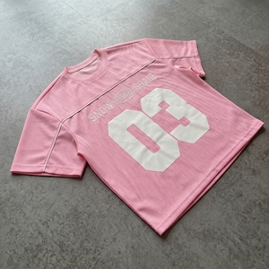 Snow Grace 03 T-shirt sportif rose pour homme à manches courtes col rond respirant tricoté coupe régulière - Product Image 3