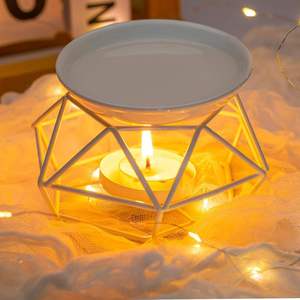 Lavie Creations LC-1304 Metal <b>Wax</b> <b>Melt</b> Burner Ceramic Bowl Geometric Tealight Candle Holder Aromatherapy Essential Organic - Product Image 3