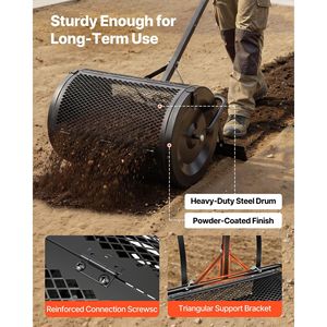 Spargiconcime da 24 Pollici con Maniglia a Spinta/Trazione, 4 Altezze Regolabili, Spargitore di Torba e Fertilizzante da Giardino in Acciaio Verniciato a Polvere - Product Image 5