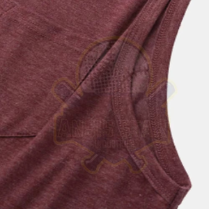 Quick Dry Custom Printing Men's <b>Maroon</b> Sleeveless Tank <b>Top</b> O Neck Knitted Cotton Print Back Casual Wear - Product Image 3