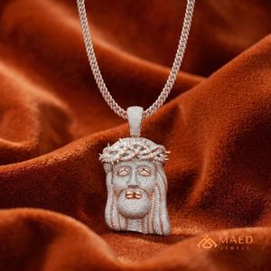 Colgante de Oro Rosa con Moissanita y Rostro de Jesús, Estilo Hip Hop, Unisex, de Lujo, con Cadena Cubana, Regalo de Joyería Urbana Premium - Product Image 2