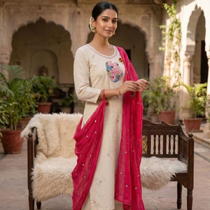 Trending Arrival Women Pure Cotton Kurta Pant Dupatta Set Latest Designer <b>Kurti</b> with Pakistani-Style Salwar Kameez Ethnic Suit - Product Image 1