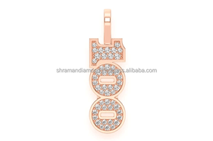 Trendy Classic Design Premium Quality 14K <b>Solid</b> <b>Gold</b> Iced out Memorial Number Natural Diamond <b>Pendant</b> Hip Hop Style Fine Jewelry - Product Image 4