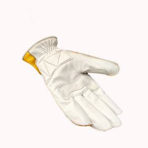 Gants de course en cuir jaune, à doigts entiers, respirants, avec fermeture à bouton, unisexes, pour la conduite en extérieur - Product Image 3