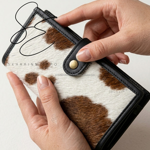 2026 Elegant Hair-On Leather Long <b>Wallet</b> for Women Vintage Cowgirl Genuine Leather Checkbook <b>Wallet</b> with Snap Button Closure - Product Image 3