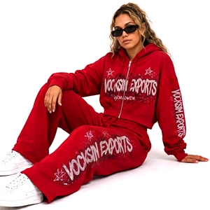 Conjuntos deportivos personalizados de lana para hombre, resistentes al viento, ecológicos, con estampado serigrafiado, gruesos, de 2 piezas, 100% algodón. - Product Image 1