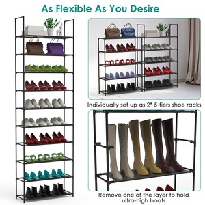 1pc Portascarpe verticale salvaspazio a 10 livelli per 25-30 paia di scarpe in tessuto Non tessuto per ingresso o armadio in corridoio - Product Image 2
