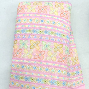 Georgette Multi Colour Sifli Work Fabric 65 GSM 44 Inch Width Sifli Print Embroidery Material for Designer Suits and Ethnic Wear - Product Image 1