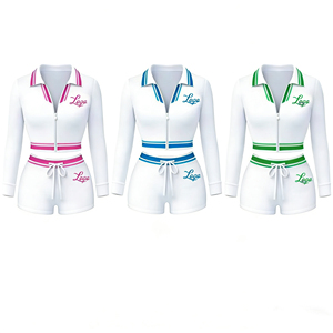 Conjuntos Deportivos con Logotipo Personalizado, Conjuntos de Otoño para Mujer, Top Corto con Cierre de Media Cremallera, Pantalones Cortos, Conjuntos de Dos Piezas, Ropa para Mujer - Product Image 6