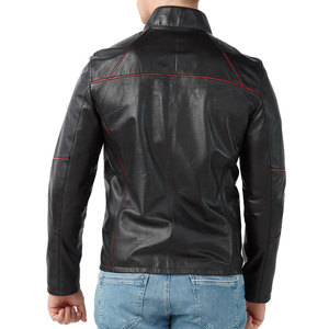 Blouson en cuir slim pour homme, modèle hiver 2026, le plus vendu, avec empiècements en toile respirante, logo frontal, style urbain, design personnalisé - Product Image 5
