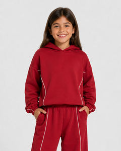 Ensemble de survêtement personnalisé pour filles avec motif cerise, survêtement en polaire surdimensionné pour filles, ensemble sweat à capuche et pantalon de jogging pour filles, survêtement décontracté pour enfants - Product Image 4