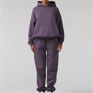 Winter Fashion Womens Oversized Hoodie And Jogger Pants <b>Set</b> Soft Cotton Fleece Custom Tracksuit Cotton - Product Image 1