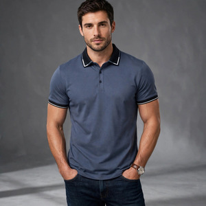 Polo homme en polyester et coton, uni, vierge, prix usine, personnalisable avec logo brodé ou imprimé - Product Image 1