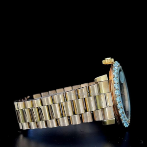 Reloj de alta calidad con bisel de diamantes en oro rosa, modelo Presi con bisel de diamantes Moissanite de gran tamaño, función automática de día y fecha. - Product Image 1