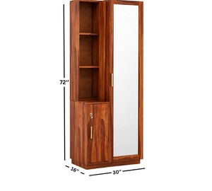 Solid Wood Tall Dressing <b>Table</b> with Full Length <b>Mirror</b> | Lockable <b>Vanity</b> Cabinet with Shelves | Wholesale Bedroom Furniture - Product Image 3