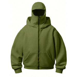 Sweat à capuche en jean délavé surdimensionné pour homme, couleur unie, décontracté, avec poches, style automne - Product Image 2