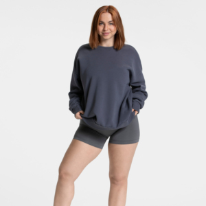 Sweat-shirt oversize uni pour femme, imprimé sur mesure, manches longues, épaules tombantes, col rond - Product Image 2