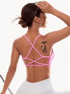 Seamless <b>Cross</b> Back Activewear Sports Bra High Stretch Breathable Gym Fitness Bralette Workout Running Yoga Crop <b>Top</b> - Product Image 5