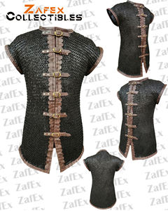 Auténtica Camisa de Cota de Mails Medieval de Acero Suave con Ribete de Cuero, Armadura sin Mangas para Disfraz de Reenactamiento Histórico - Product Image 5