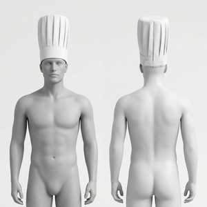 Premium 180 GSM Waterproof Polycotton White Chef Toque Tall Pleated Crown Adjustable <b>Headband</b> Custom Embroidered Logo Unisex - Product Image 1