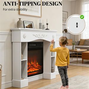 Caminetto Elettrico Moderno Autoportante di Colore Bianco con Design Elegante - Product Image 2