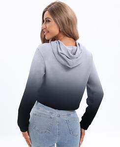 เสื้อฮู้ดครอปผู้หญิงแบรนด์ส่วนตัว สไตล์ทันสมัย แขนยาว เสื้อฮู้ดครอปผู้หญิงแบบสั่งทำพิเศษ ตัดเย็บแบบเลเยอร์ - Product Image 2