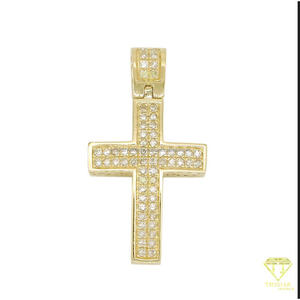 Colgante Clásico de Cruz de Oro con Detalle de Piedra con Apariencia de Diamante VVS - Product Image 4