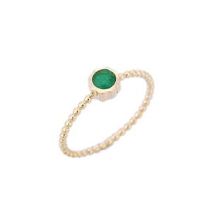 Anillo de Oro Amarillo de 14K con Esmeralda Redonda para Mujer - Product Image 2