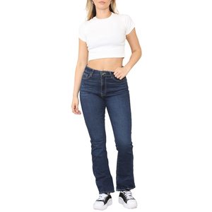 Washed Blue Womens Streetwear <b>Waterproof</b> Denim Jeans Vintage Drop-Crotch Customizable OEM Supply - Product Image 3