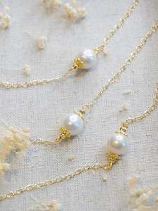 Bracelet en argent sterling 925 plaqué or 14 carats avec perle baroque d'eau douce, chaîne perlée délicate, bijou élégant, cadeau - Product Image 6