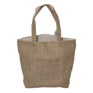 Jute Shopping <b>Bag</b> Cotton Grocery <b>Bag</b> Natural Eco Friendly Jute Cotton Raw Fabric Reversible Tote <b>Bag</b> for <b>Gift</b> - Product Image 1